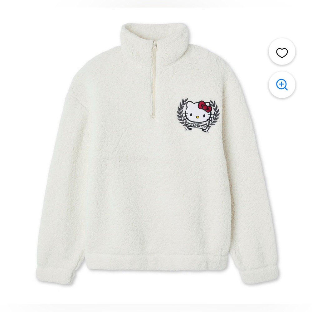 Hello Kitty White half zip pullover Sweater/ woman’s XL - Picture 3 of 13